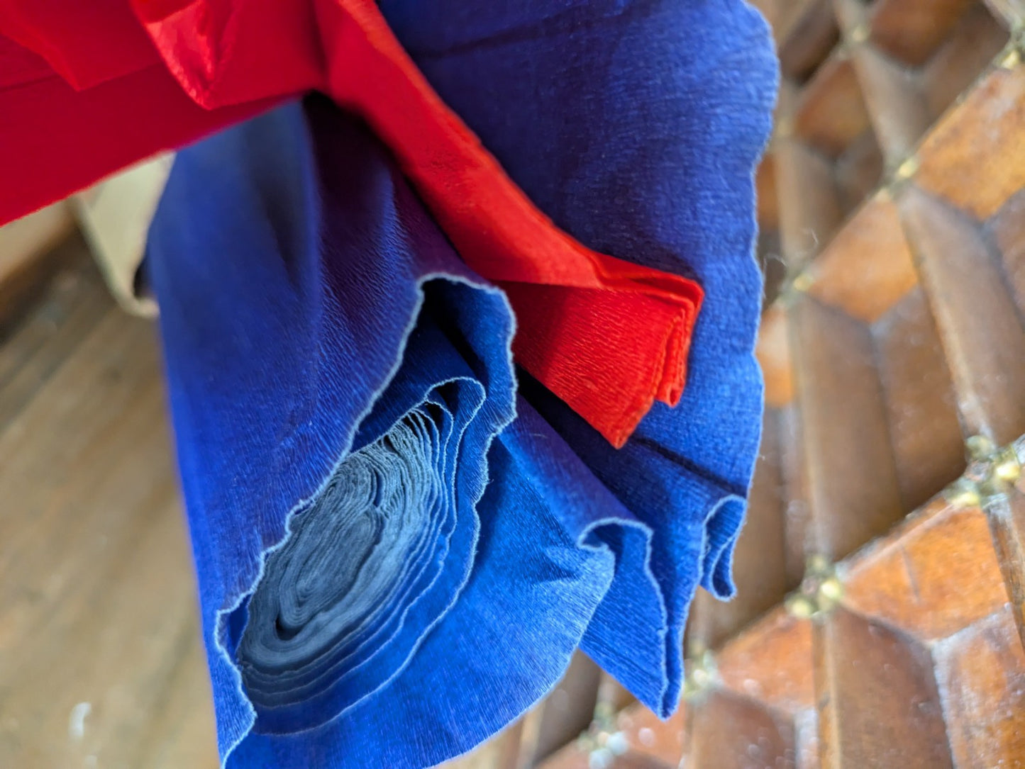Old Dennison Red Blue Crepe Paper In Packaging Box Craft Christmas Vintage Vgc