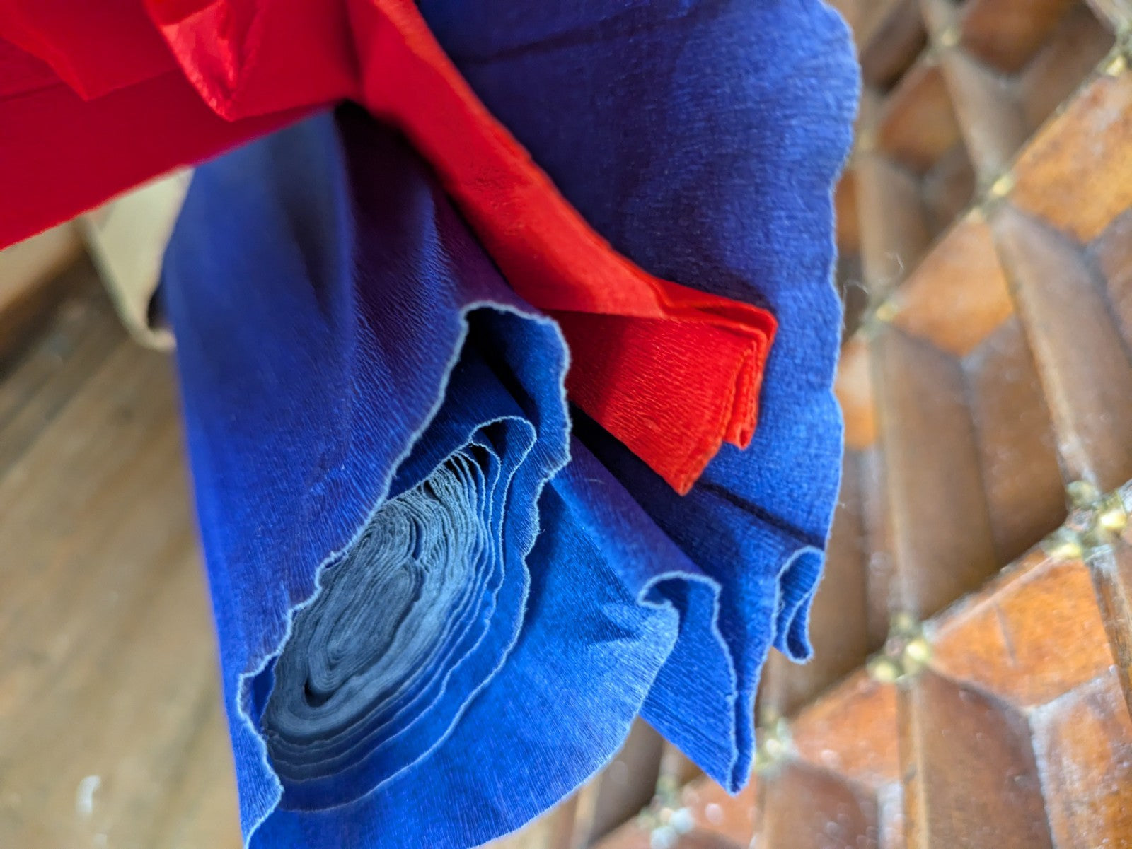 Old Dennison Red Blue Crepe Paper In Packaging Box Craft Christmas Vintage Vgc
