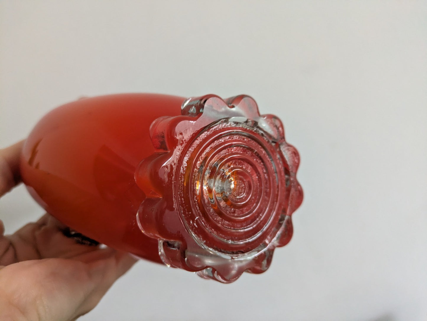 Murano Sommerso Art Glass Figure Red White Rooster Chicken Hen Bird Figure MCM