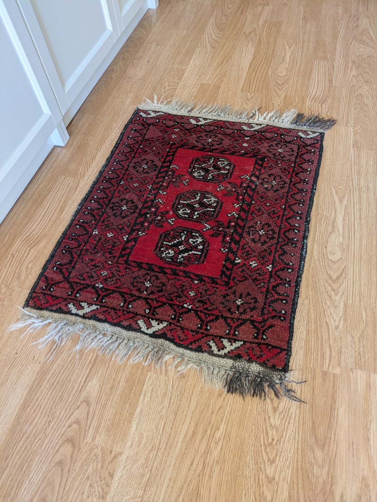 Vintage Oriental Turkish Wool Rug Red Tones 52cm x 64cm Eastern Kayam Carpet 