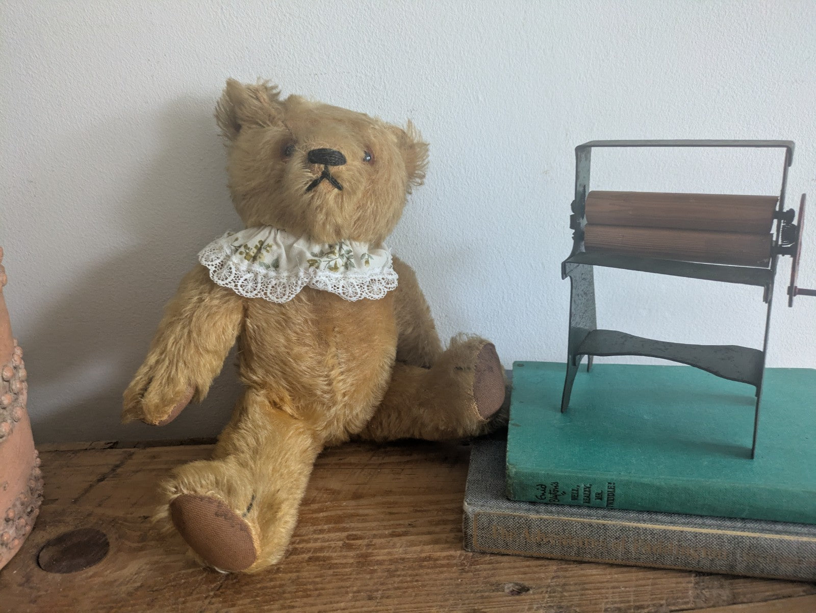 Antique Vtg English Old 1930s Jointed Mohair Teddy Bear Articulated Vgc Cute