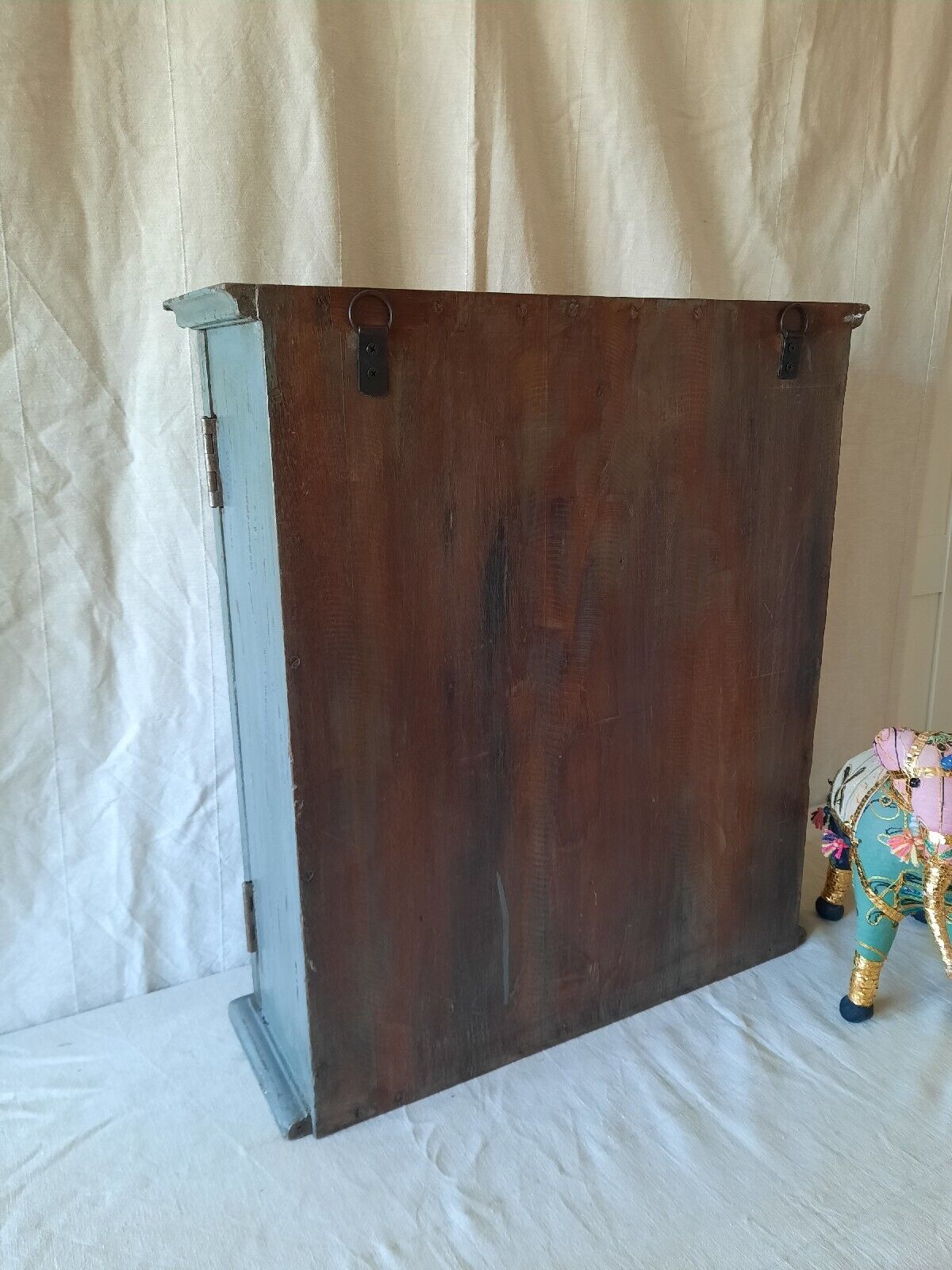 Indonesian Reclaimed Upcycled Wooden Shelving Cupboard Glazed Wall Cabinet Blue