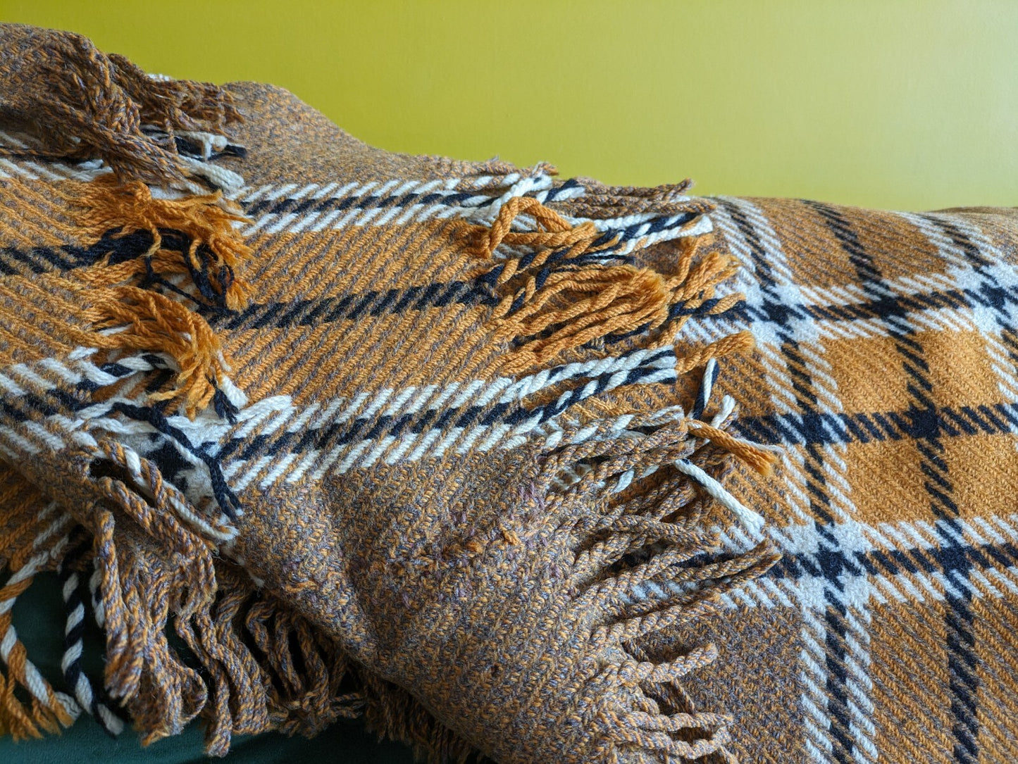 Orange Tartan Wool Sofa Throw Bed Blanket CHEQUERED CHECK RUG PICNIC Patterned