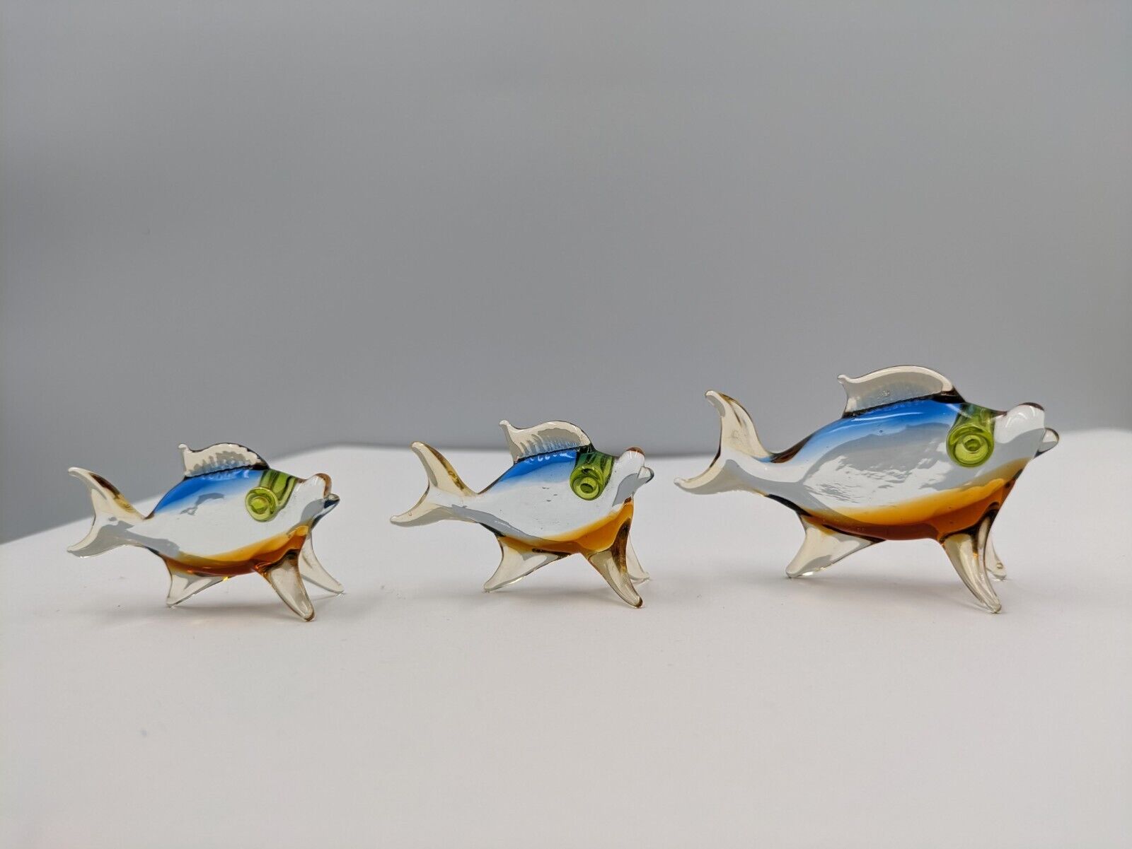 3x Murano Glass Lauscha Glass Bimini Glass Fish Figure Ornament Set Shawl Mini