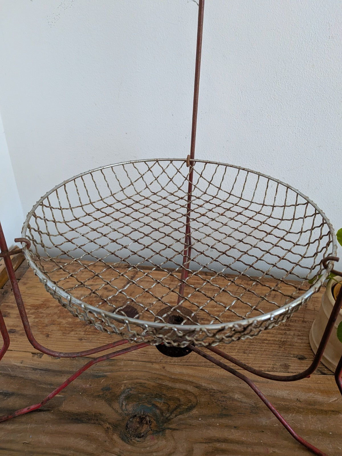 Vintage Retro Metal 3 Tier Vegetable Rack Storage Fruit Fold Baskets Kitchen Red