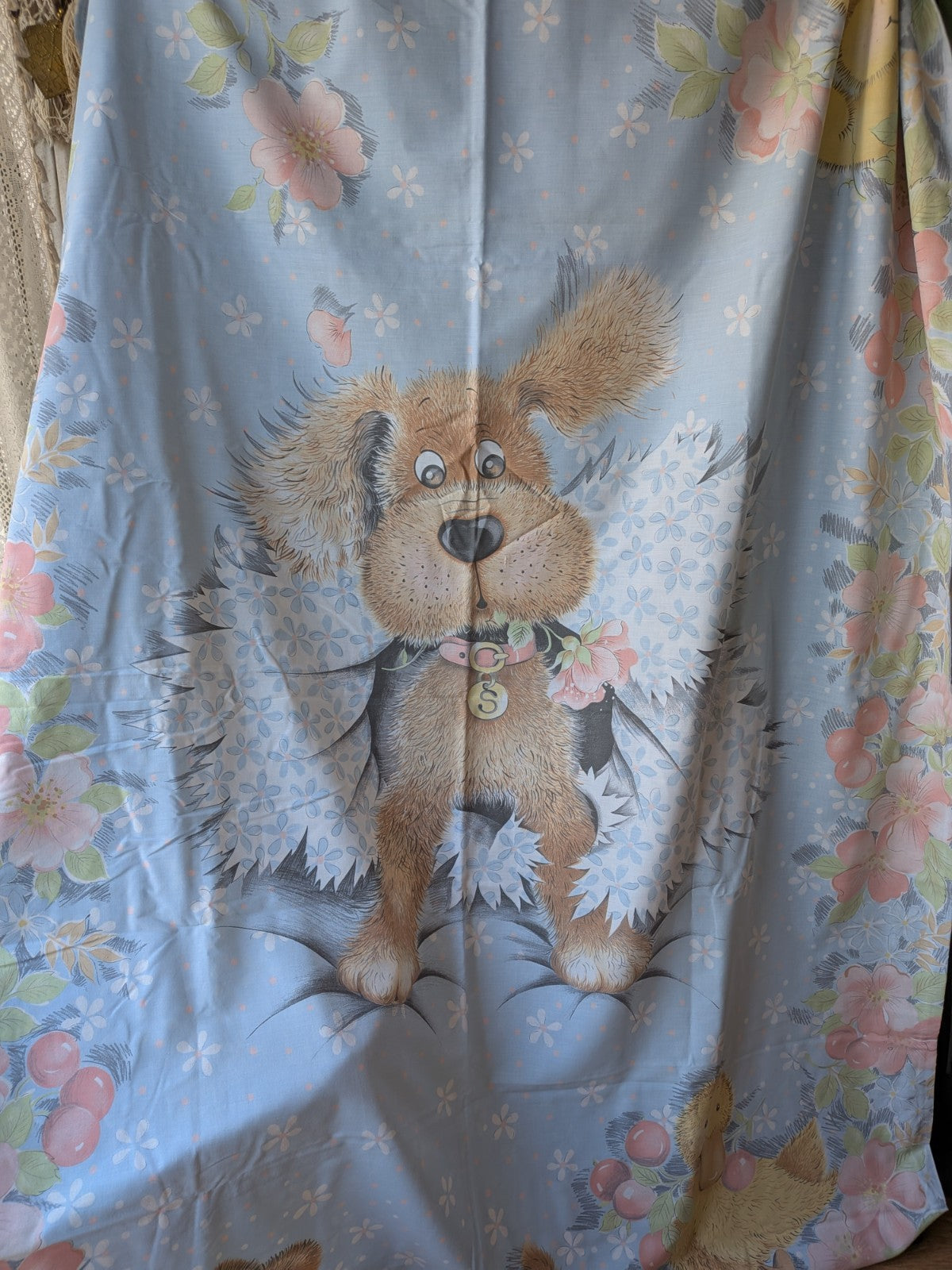 Snatch Dog Duvet Cover Pillowcase Vintage 90s Sue Hall Fabric Set Sheet Blue