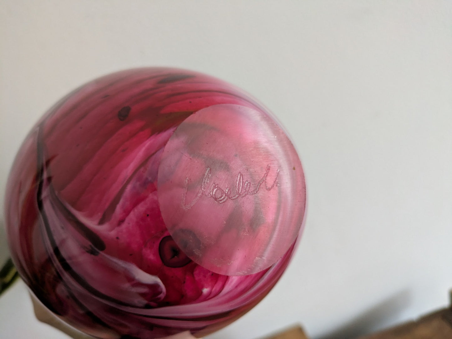 SIGNED Valletta Maltese Pink and White Candy Swirl Glass Vintage Vase XL Florist