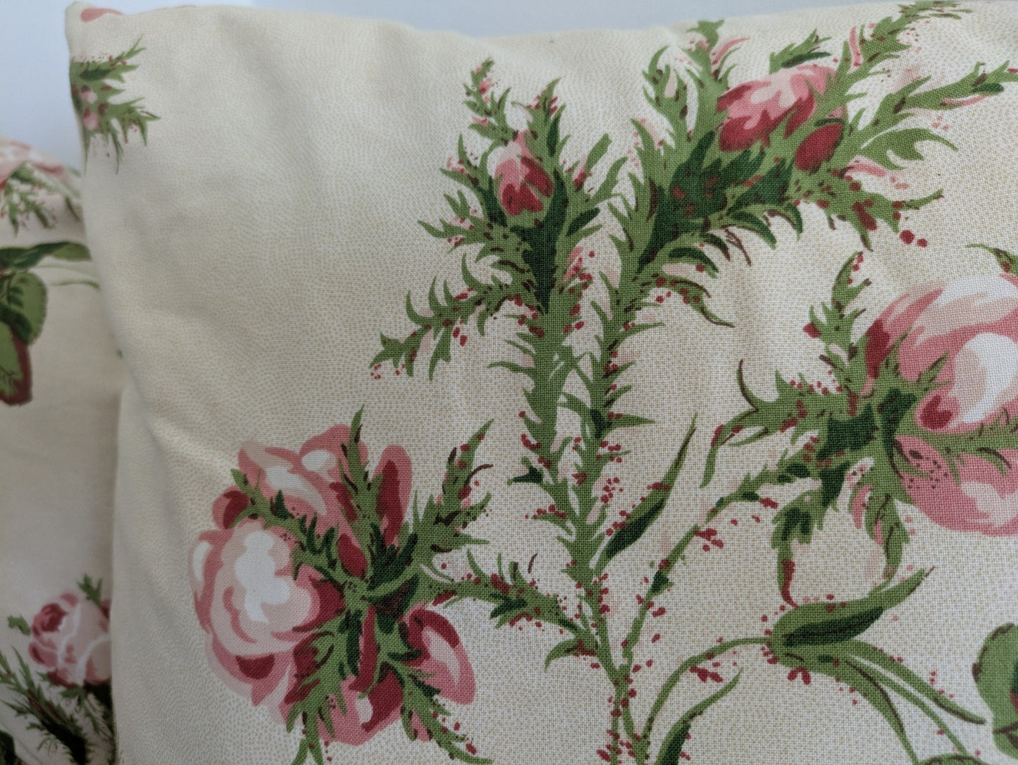 Pair Pretty Cushion Cover Filled Vintage Floral Rose Pink Shabby Chic Handmade 2