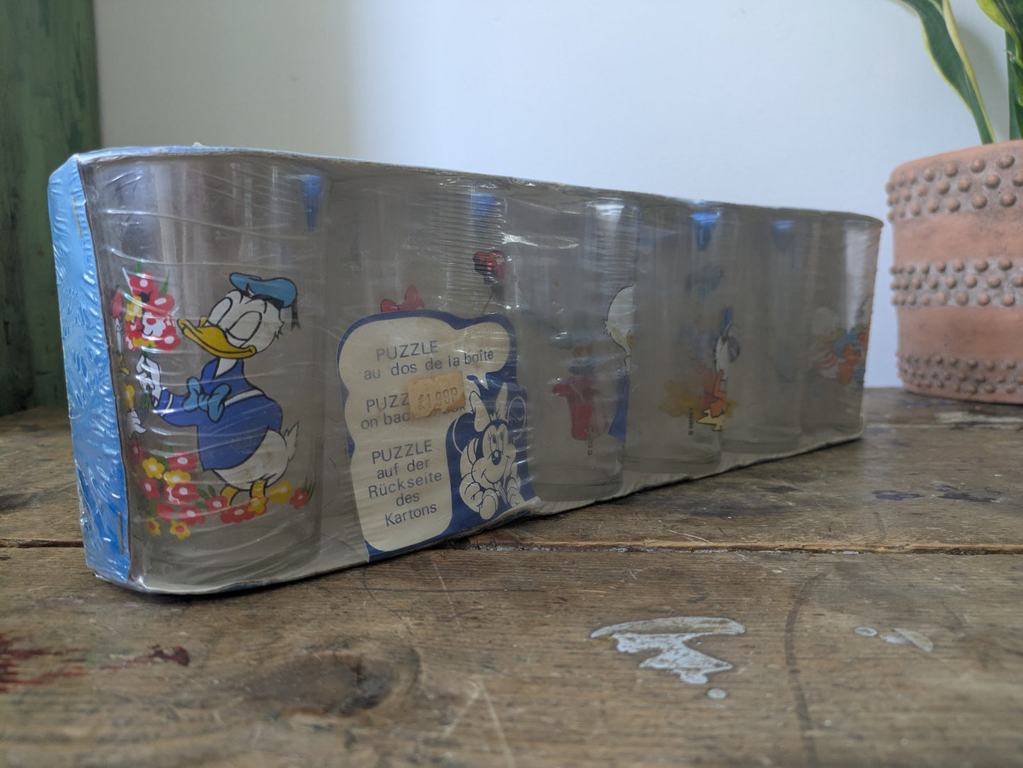 Disney Donald Duck Vintage Juice Glasses Rare Uncommon Retro Tumblers New Boxed