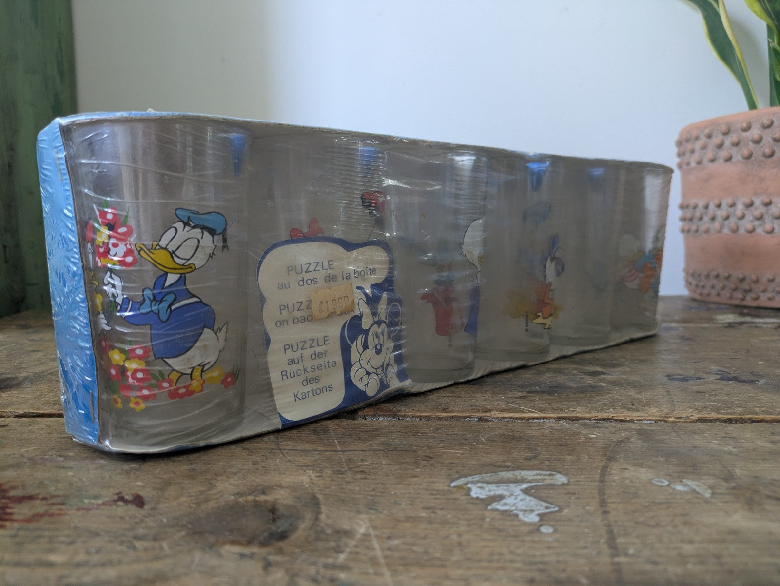 Disney Donald Duck Vintage Juice Glasses Rare Uncommon Retro Tumblers New Boxed