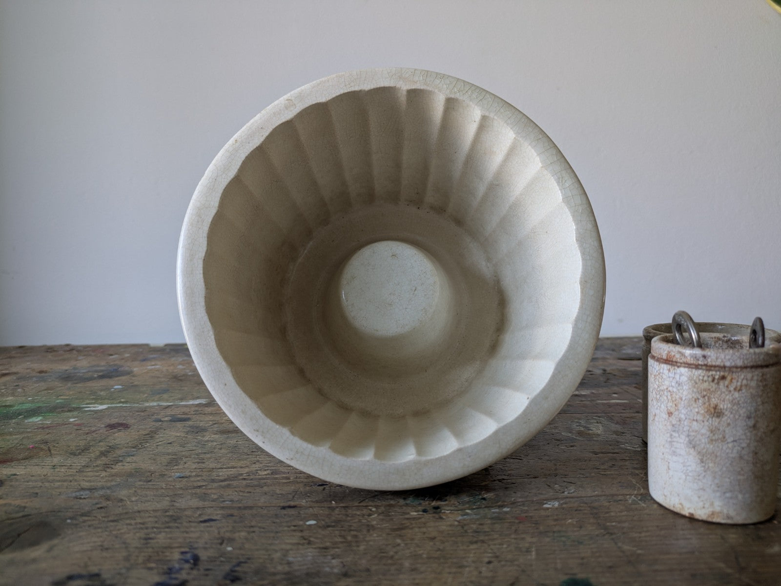 Vintage White Ceramic Jelly Mould Copeland Central Boss Fluted Ring Pudding Mold