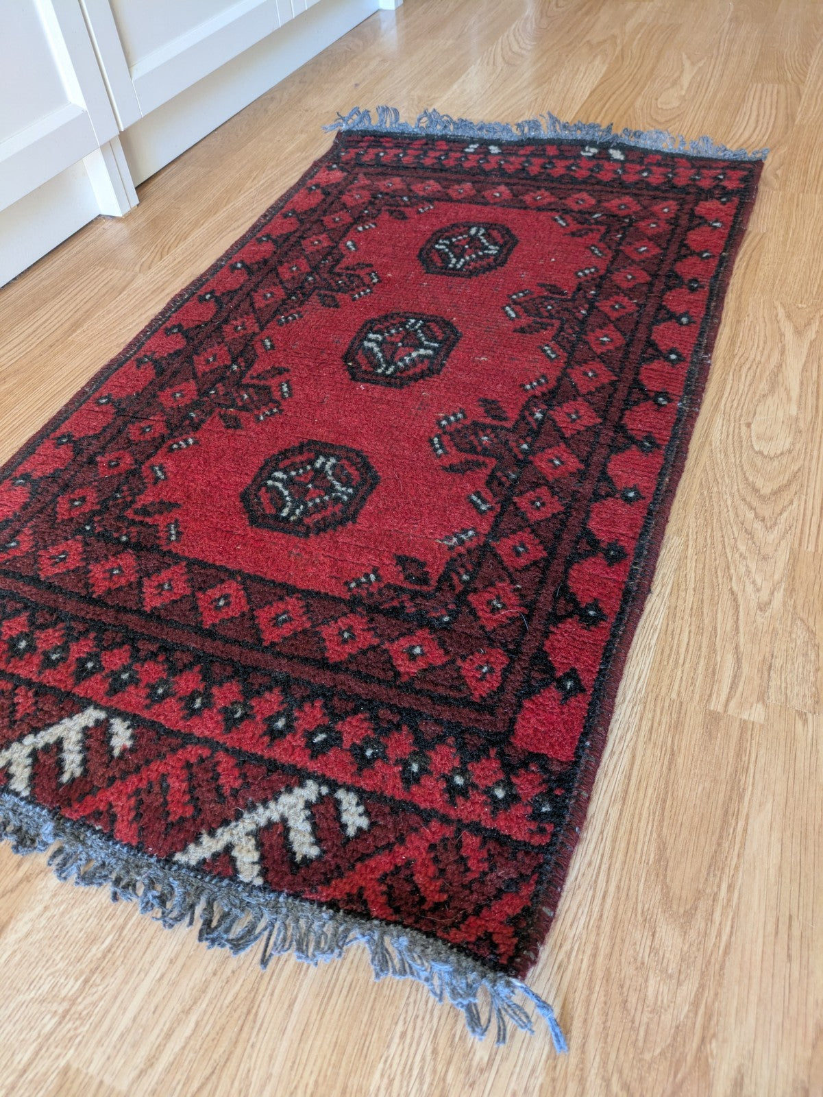 Vintage Oriental Turkish Wool Rug Red Tones 48.5 x 90cm Eastern Kayam Carpet 