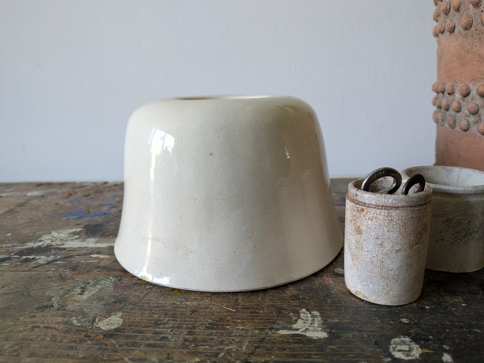 Vintage White Ceramic Jelly Mould Copeland Central Boss Fluted Ring Pudding Mold