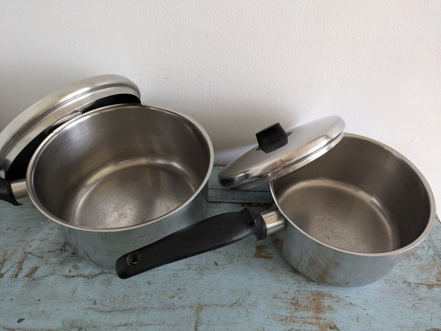 2x Tala Queen Ware Stainless Steel Cookware Stock Pot Saucepan w/lid Pair Prop