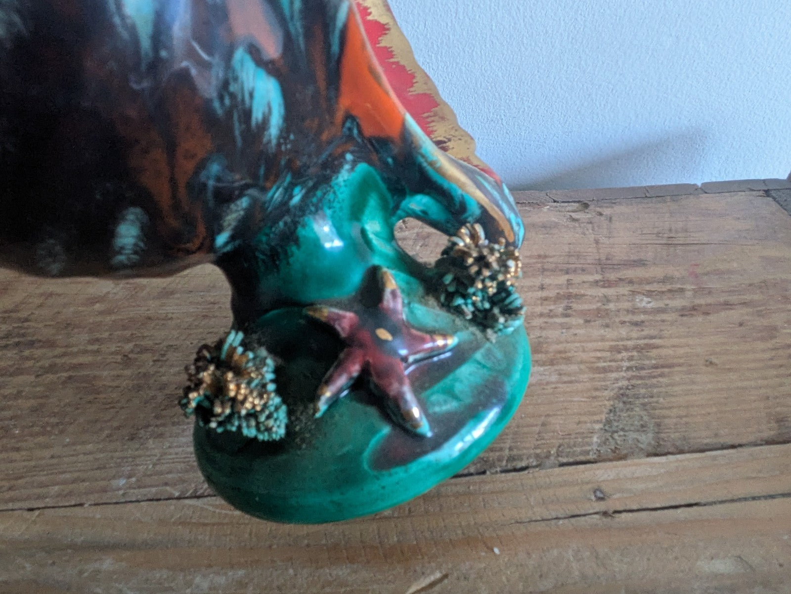 Superb Table Lamp Vallauris Ceramic Under The Sea Conch Shell French Coral VTG