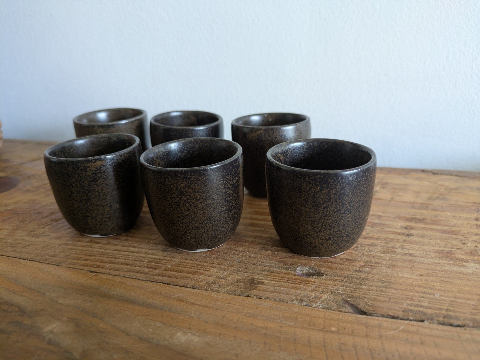 6x Vintage Denby Brown Glaze Egg Cups 1970s Retro Mid Century Prop Kitchen Set 