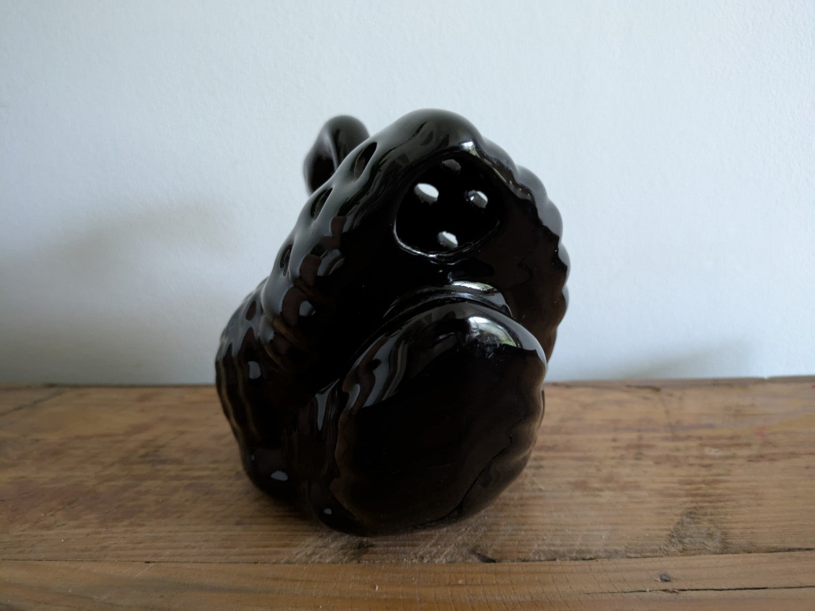 Large Black Swan Flower Vase Mantle Ornament Vintage Ceramic Centrepiece