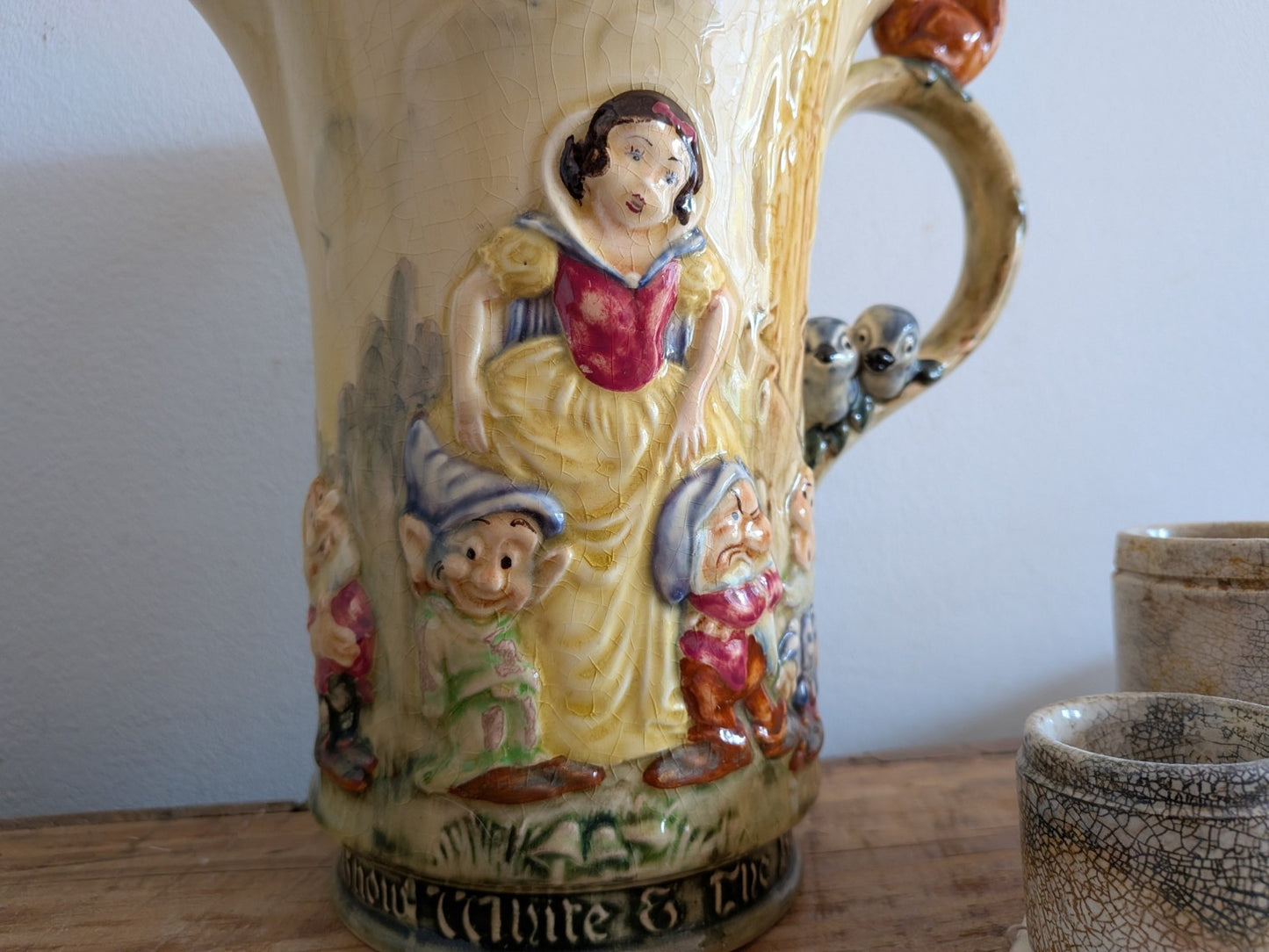 Rare Wadeheath Musical Snow White & The Seven Dwarfs Jug c1938 Art Deco, Working