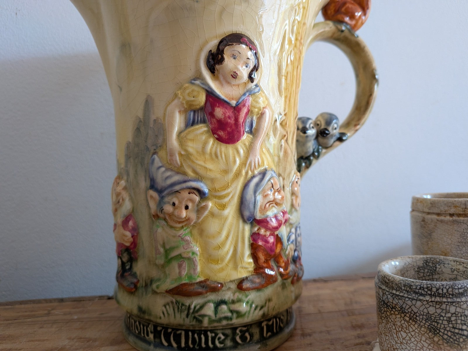 Rare Wadeheath Musical Snow White & The Seven Dwarfs Jug c1938 Art Deco, Working