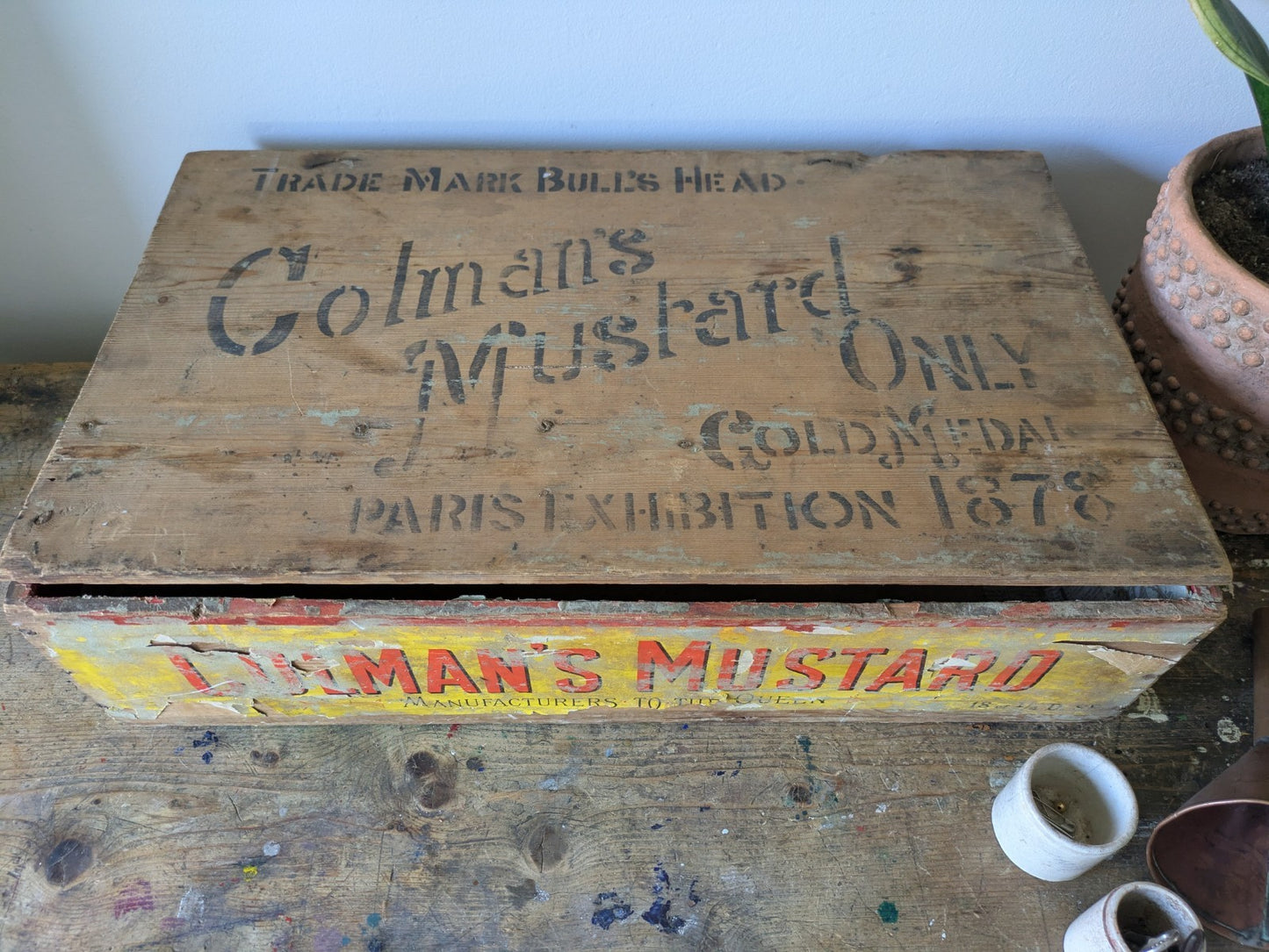 Rare Antique Colman's Mustard Crate 1890 Box Advertising Packaging Vintage Prop