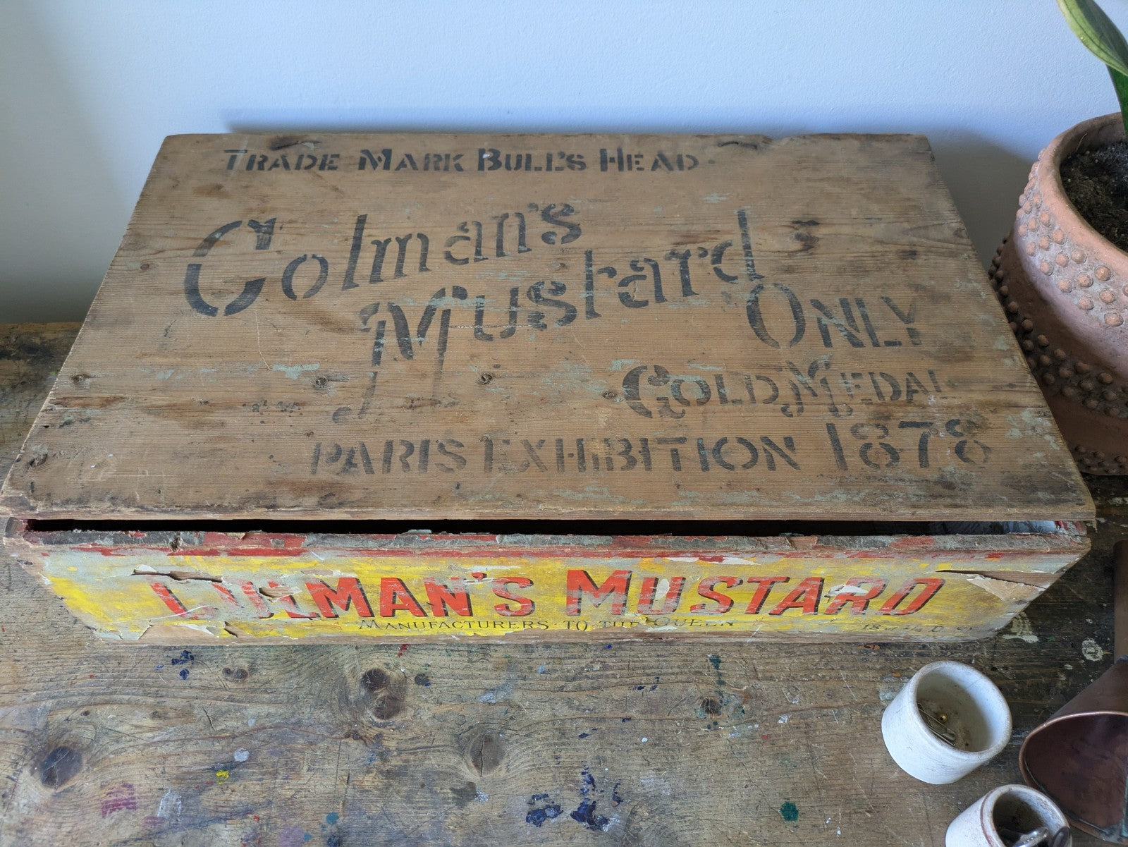 Rare Antique Colman's Mustard Crate 1890 Box Advertising Packaging Vintage Prop