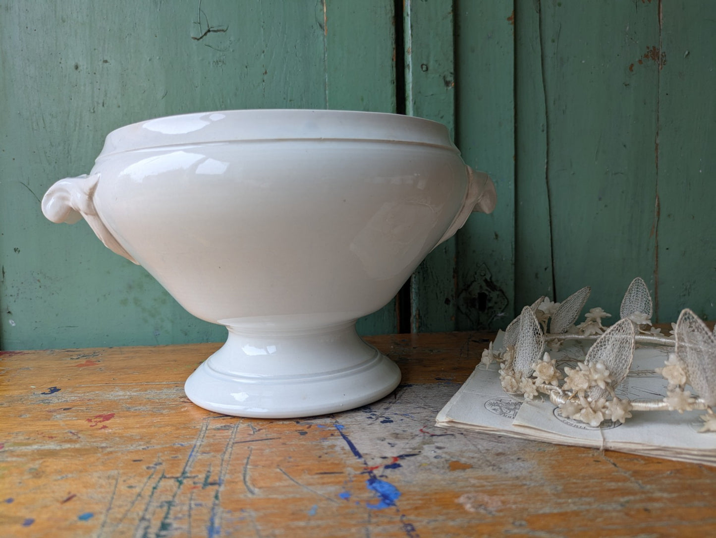 Antique French Faience Soup Tureen/ Soupiere Digoin & Sarreguemines Circa 1930
