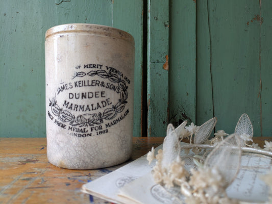 Antique 3 lb James Keiller & Son’s Dundee Marmalade English Advert Pot, c. 1885