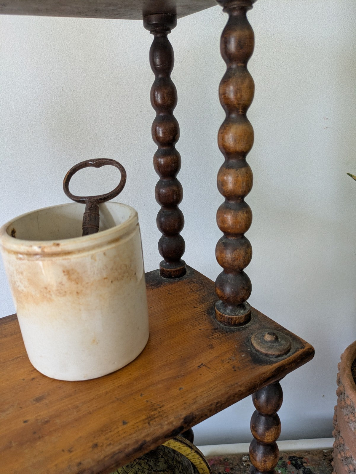 Antique Victorian French Console Shelves Whatnot Shelves with Bobbin Spindles
