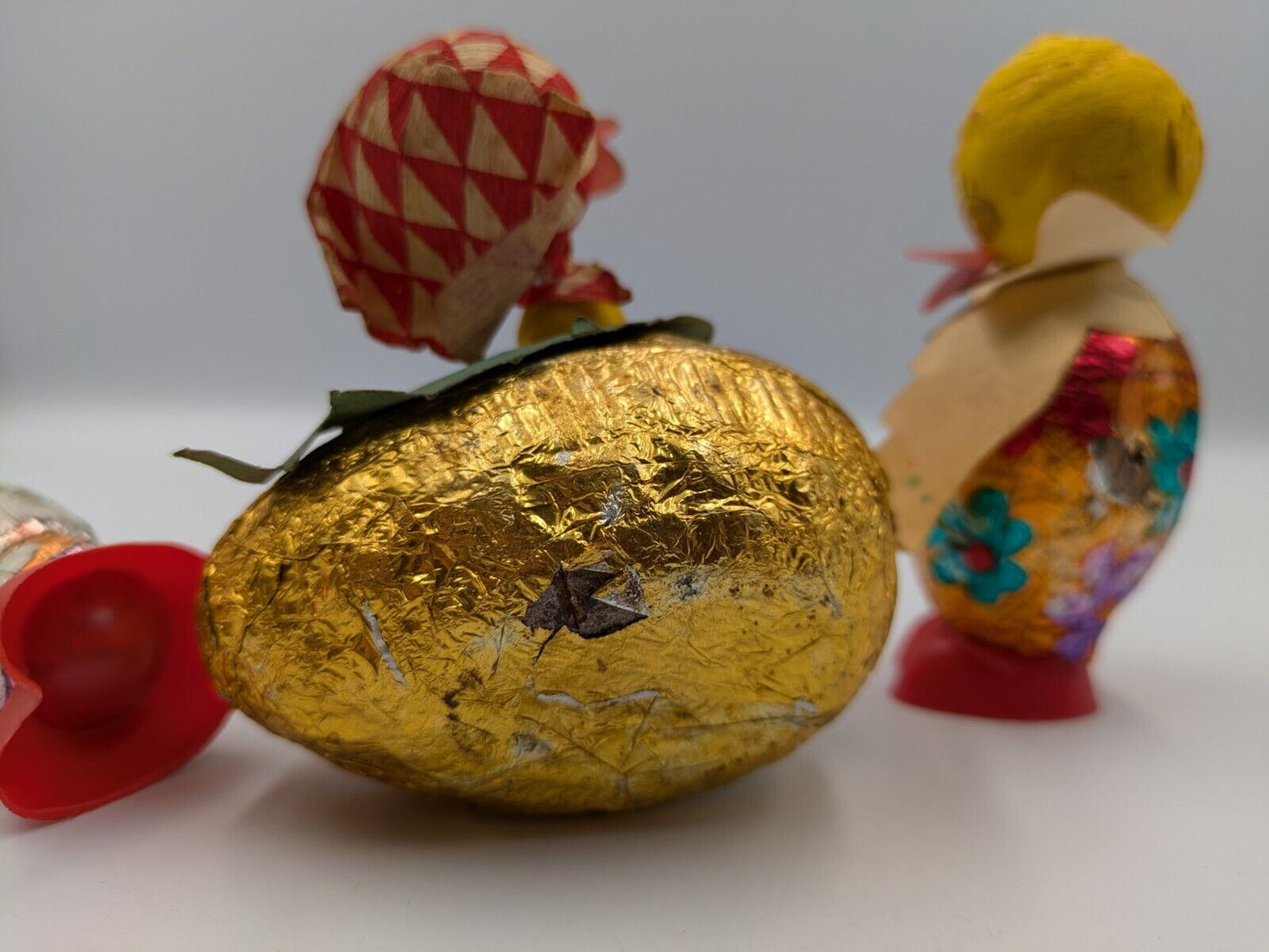 4x Vtg Chocolate Confectionary Shop Display Sarotti Chick Easter Bird Parrot Old