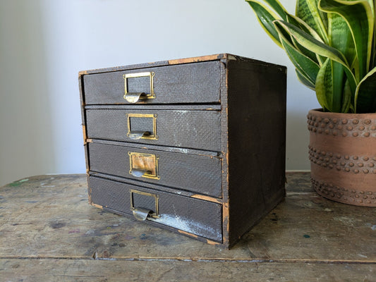 Vintage 4 Drawer Stationary Drawers Box Display Cabinet Industrial Office Desk.