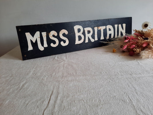 Vintage Wooden Sign MISS BRITAIN Hand Painted Wall Hanging Rare Original Decor 