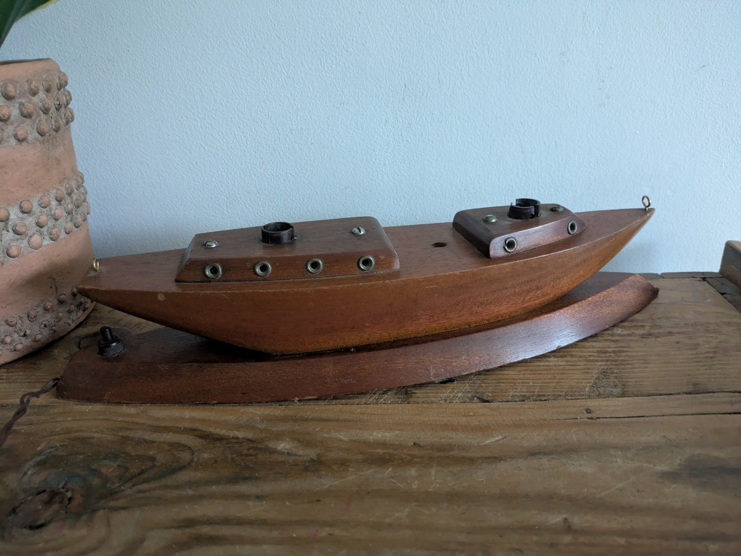 1960s Wooden Boat Table Lamp Base Retro Mid Century Teak Prop Rewire Project Vtg