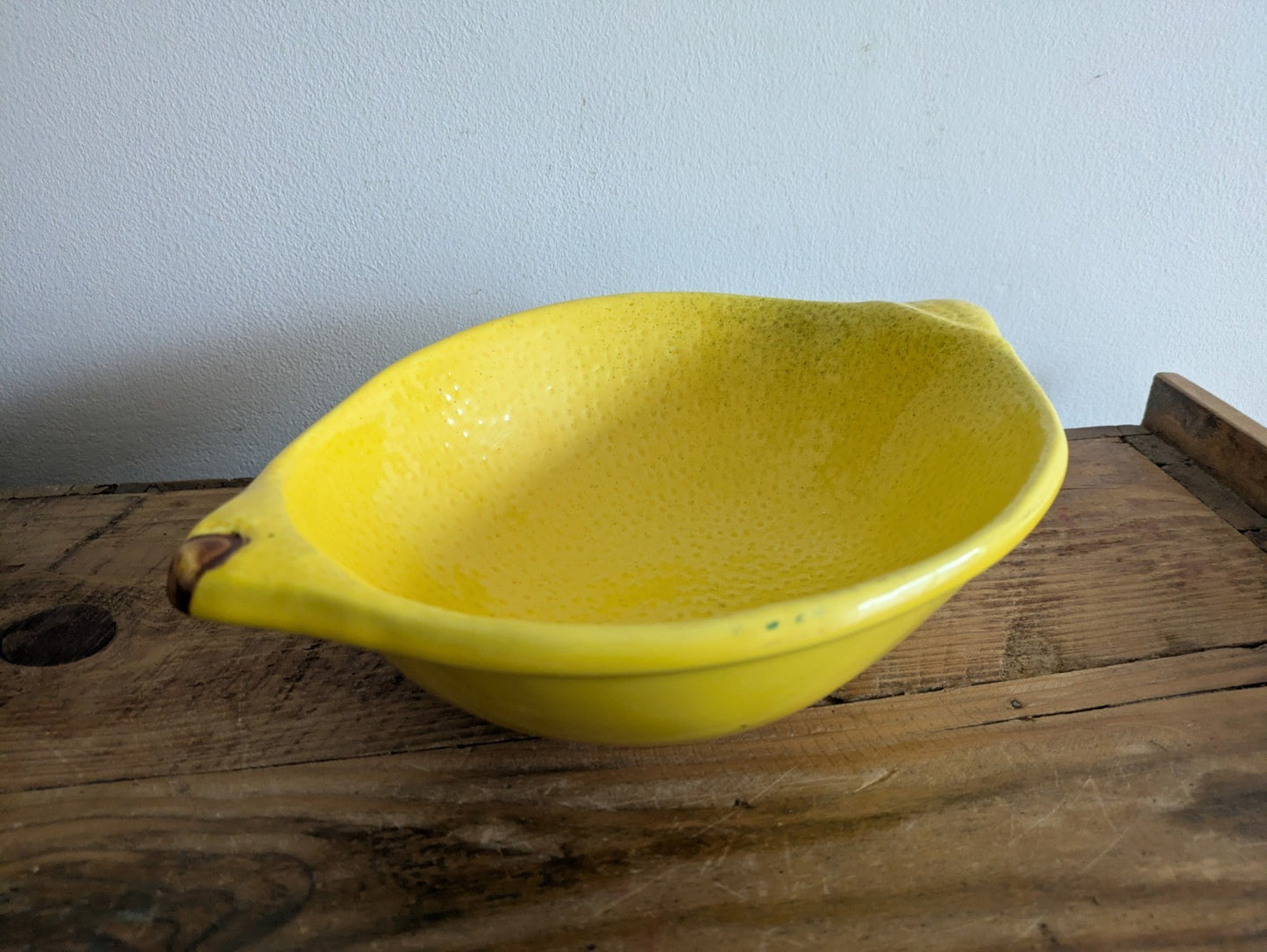 Vintage Portugal Majolica Ceramic Lemon Yellow Bowl Serving Dish Rare Vgc Fruit