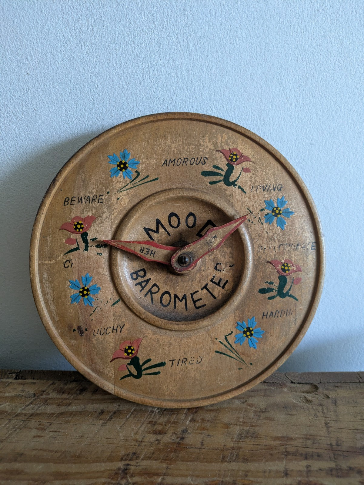 Vintage Folk Art Humorous Wood Mood Barometer Sign Gag Novelty Hand Painted Prop