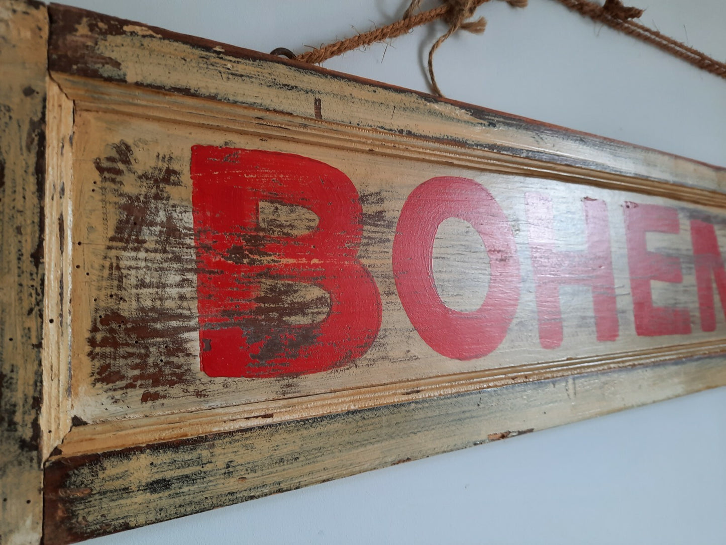Vintage style Wooden Sign BOHEMIAN Hand Painted Wall Hanging 115cm CARNIVAL BIG