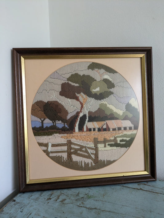 Australian Outback 1987 D Palmer Embroidery Long Stitch Tapestry Picture Boho!!