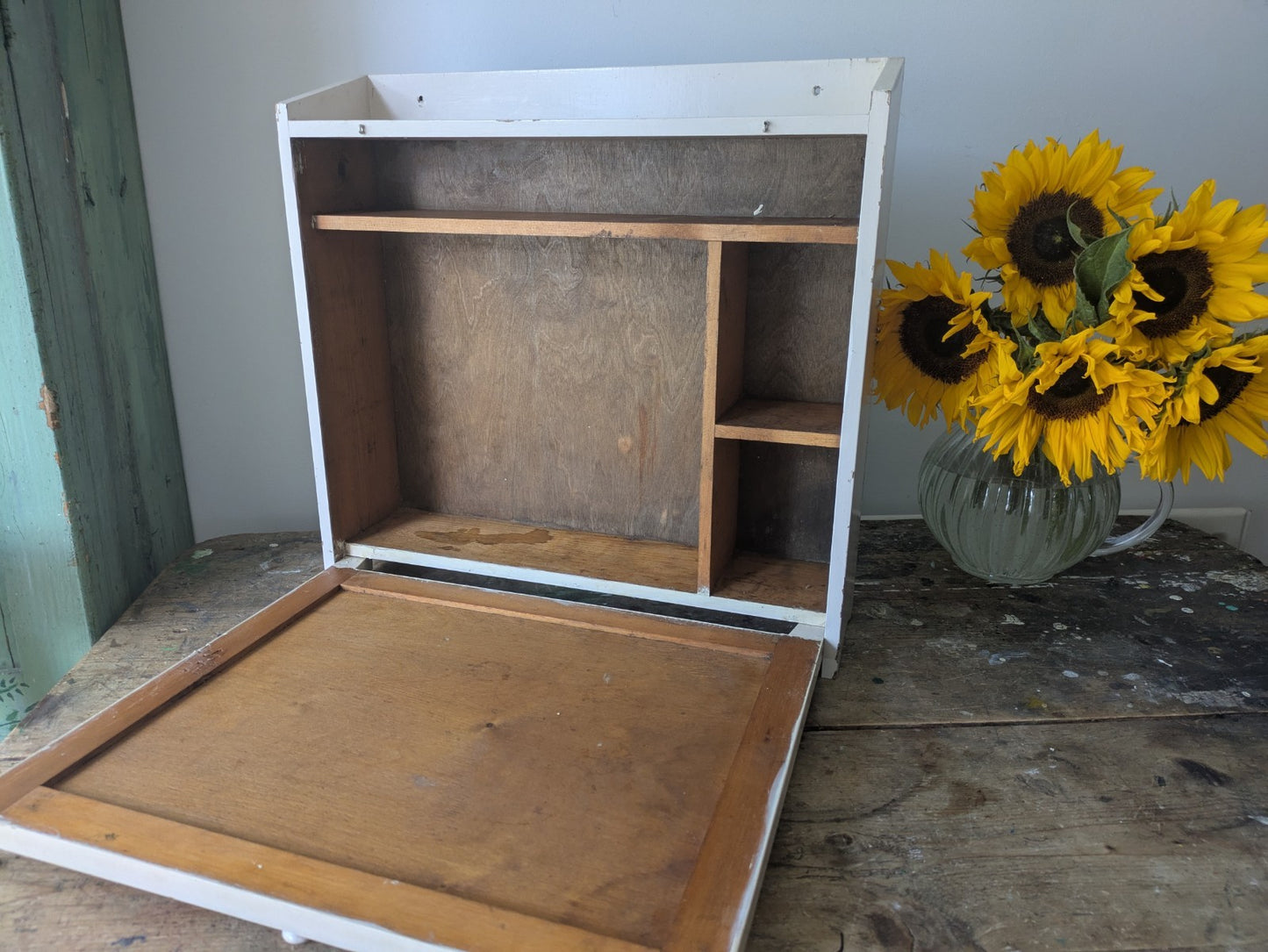 Vintage first aid medicine cabinet bathroom Wood Medical Chemist Prop Cupboard 