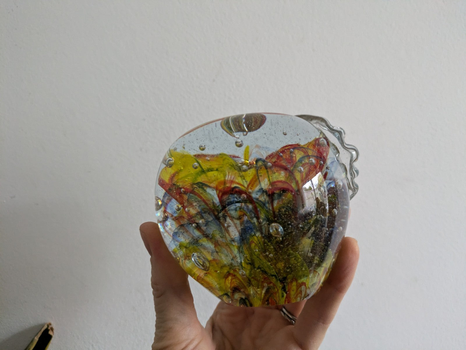 Vintage Murano Italian Art Glass Apple Shaped Paperweight Scramble Large Colour