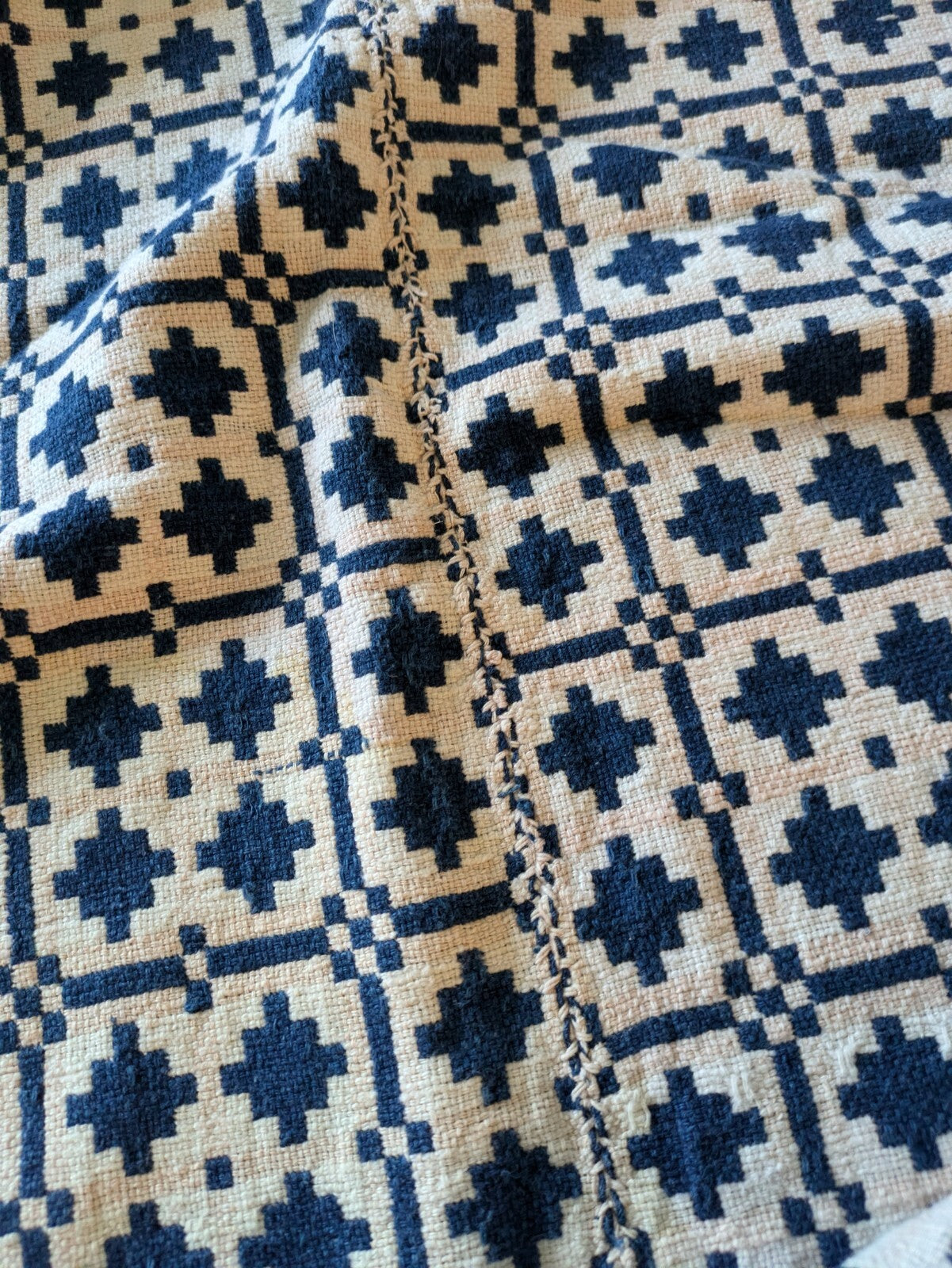 Antique Khes Vtg Cotton Throw Hand loomed Sofa Cover Double weave Sindi Rare Vgc