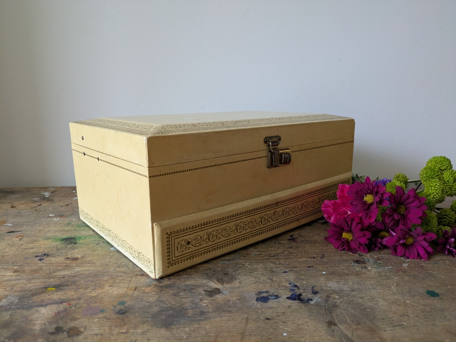 Vintage MELE 3 Tier Jewellery Box Faux Leather Made in U.S.A 1950s Red Velvet