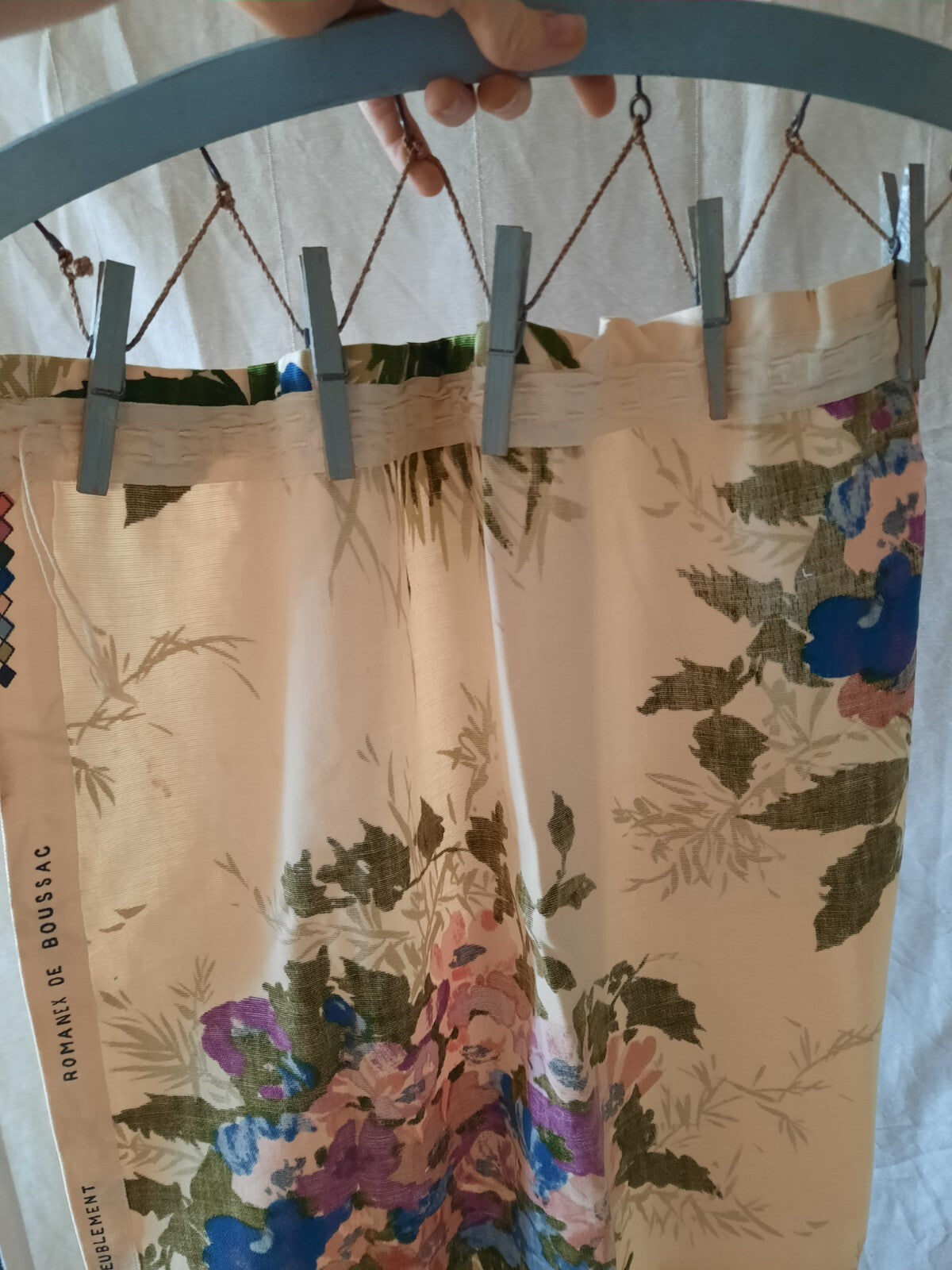 2.38 Metres Vintage French Romanex De Boussac Fabric Floral Flowers Curtain Old
