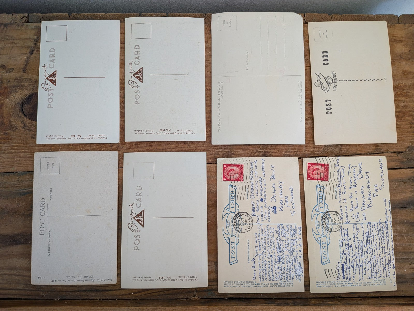 8 x Early Donald McGill Artist Comic Humour Postcards Mix Bamforth Stamped Rare