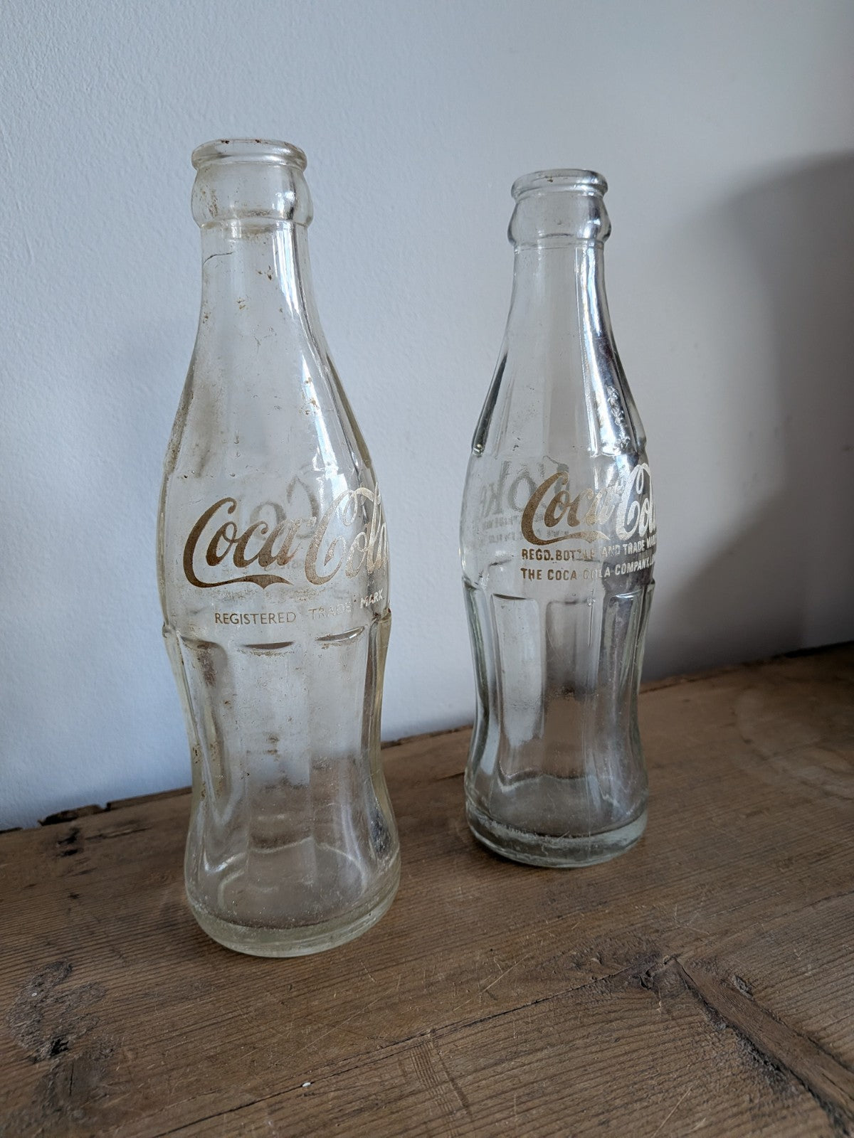 2x Coca-Cola White ACL Bottle, 0.185 Liters 1970s Coke Bottles Vintage Retro Vgc