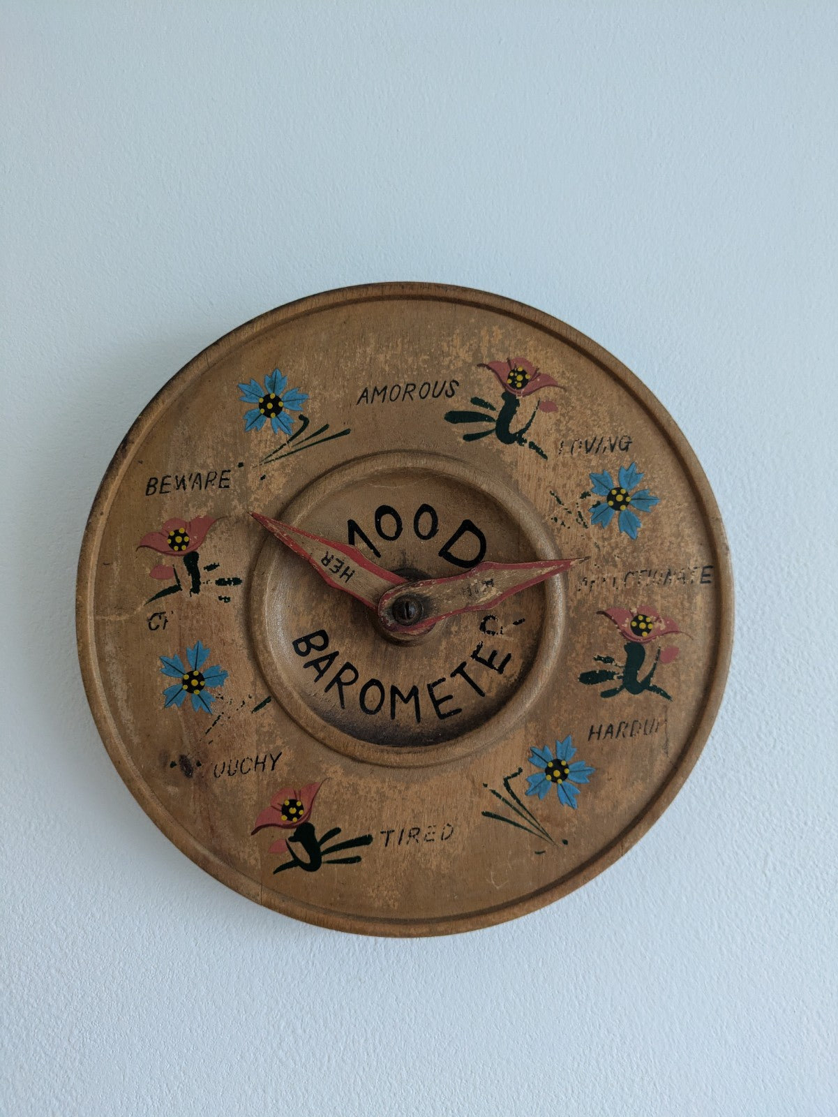 Vintage Folk Art Humorous Wood Mood Barometer Sign Gag Novelty Hand Painted Prop