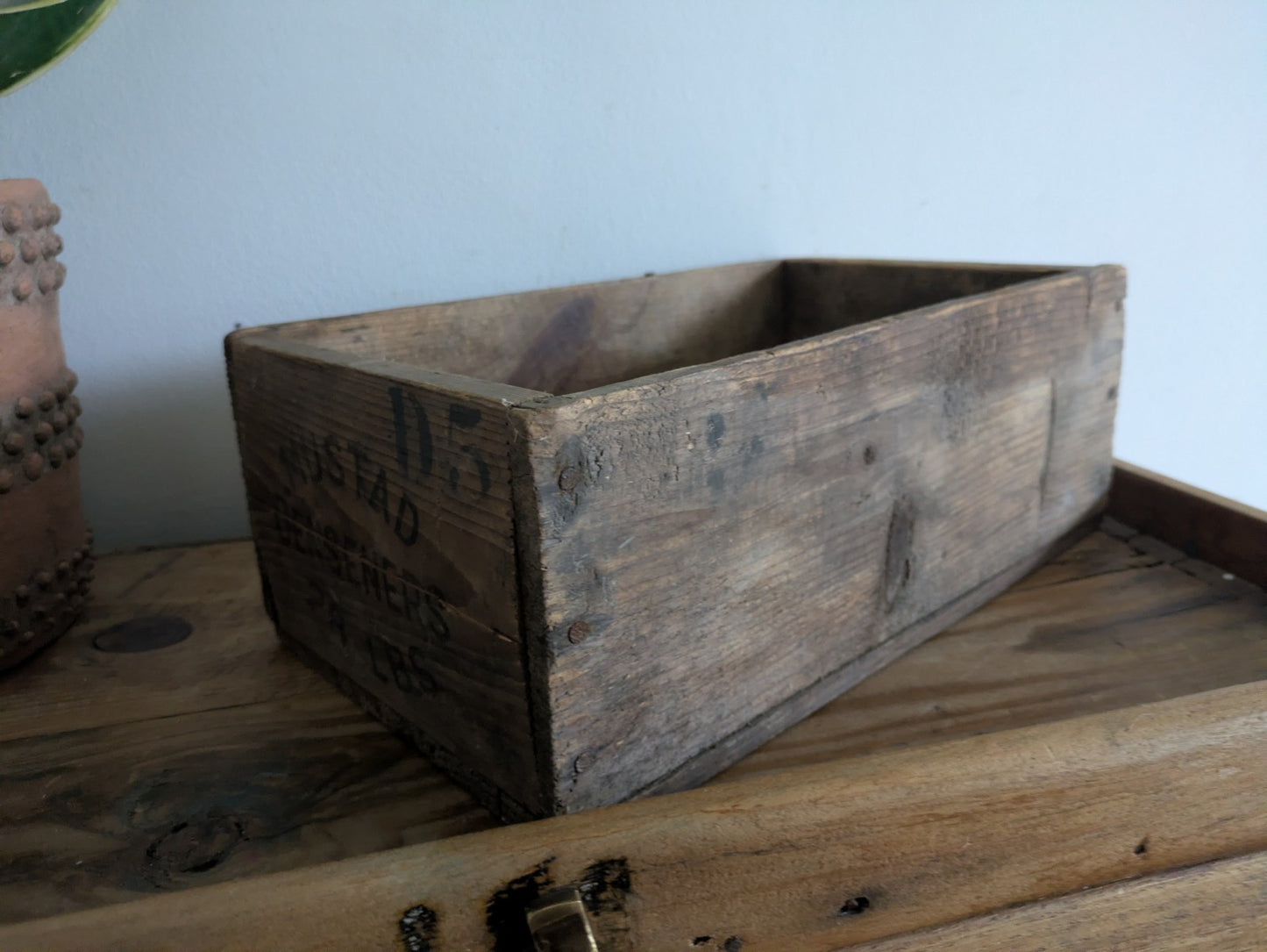 Vintage Wooden Mustard Denseners Crate Box Rustic Industrial Storage Advertising
