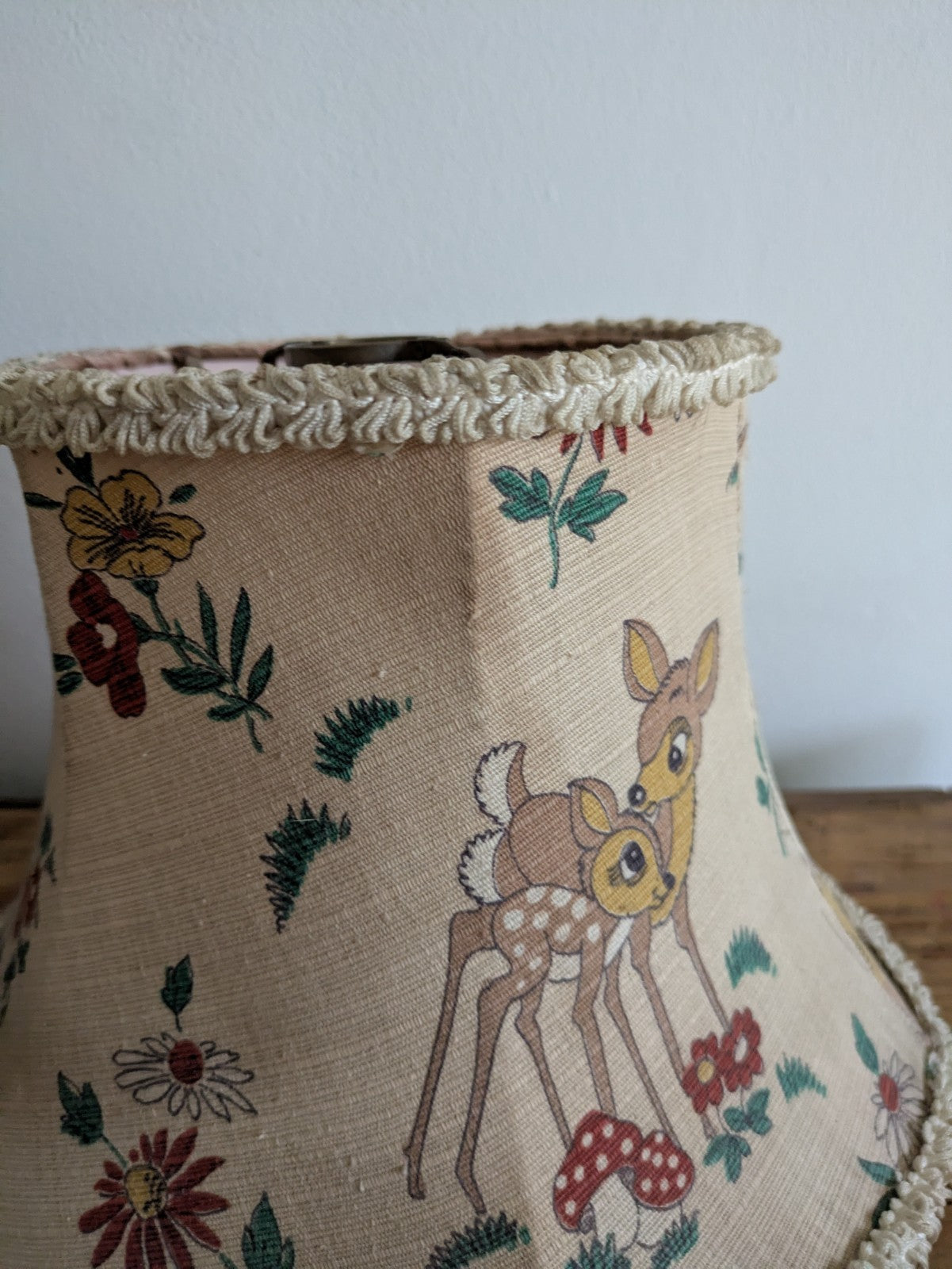Vintage Deer Bambi Floral Lamp Shade Prop Light Mushroom Lampshade Childrens vgc