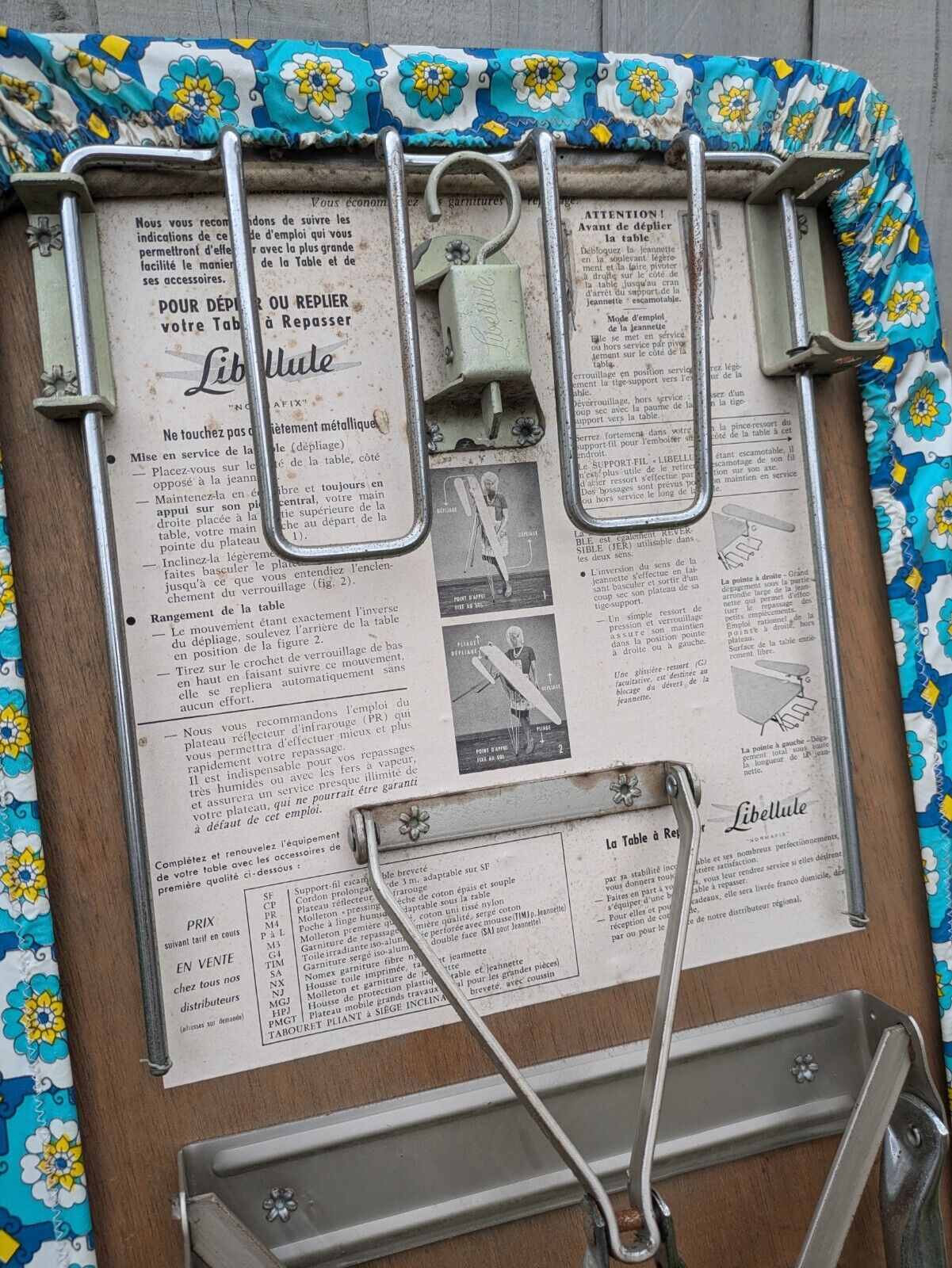 Rare 1950s French Libellule Vintage Ironing Board with Sleeve Retro Atomic Prop 