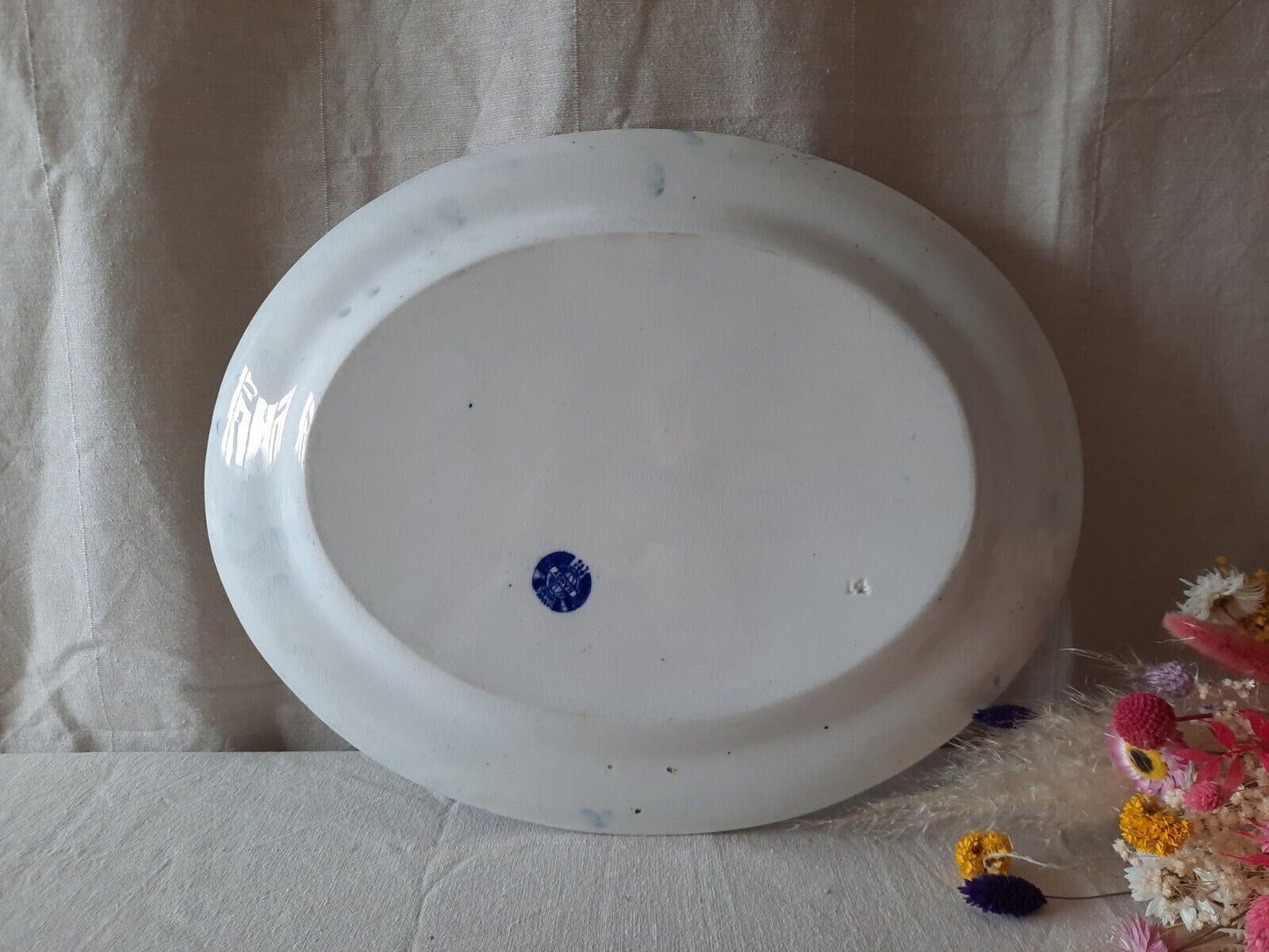 Antique B&K Ltd Nancy Barkers & Kent Flow Blue Large Oval Platter Serving Plate