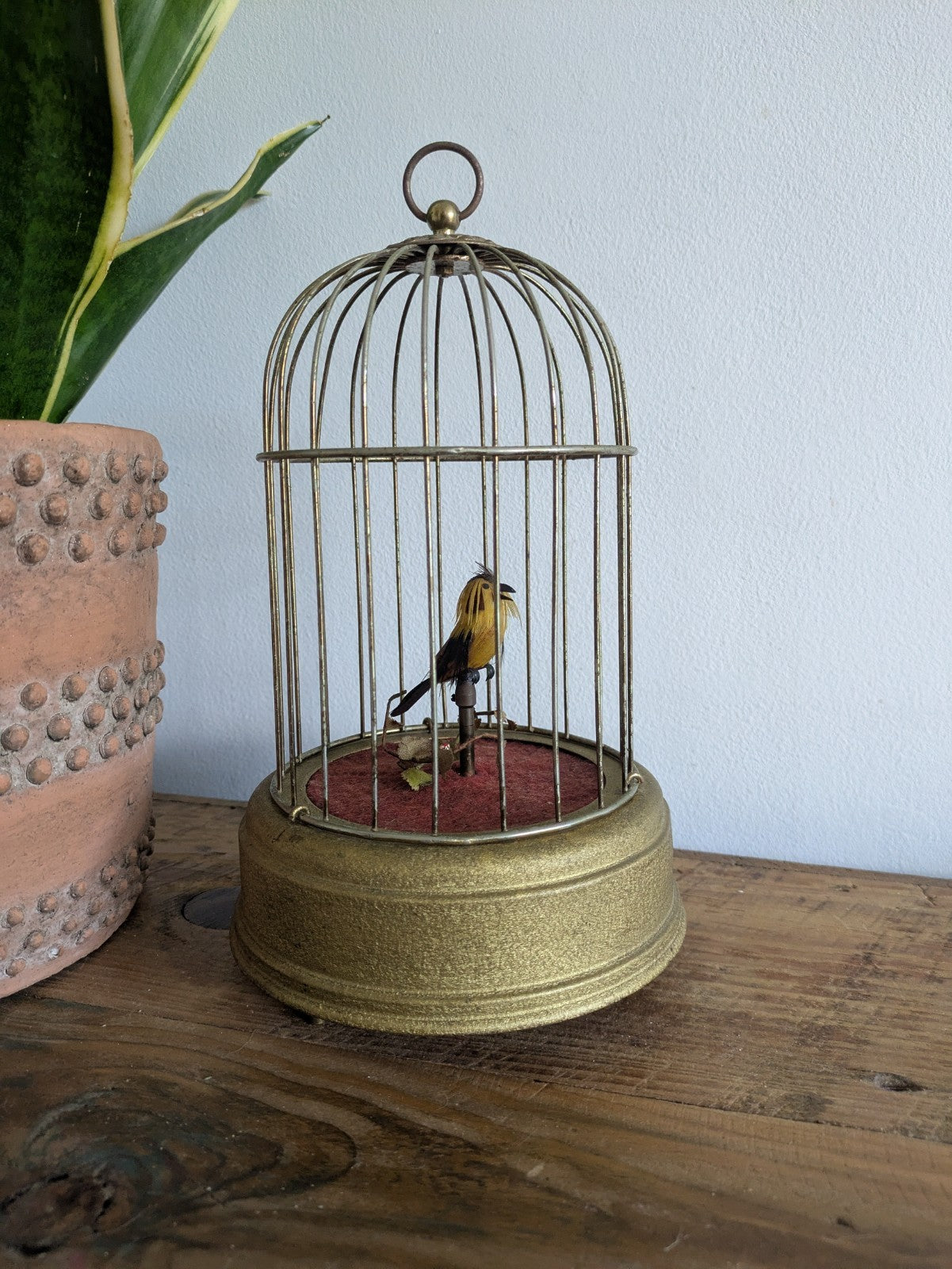 German Antique Singing Bird Cage Automation With Bird Brass Musical Moving TLC 