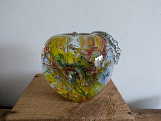 Vintage Murano Italian Art Glass Apple Shaped Paperweight Scramble Large Colour